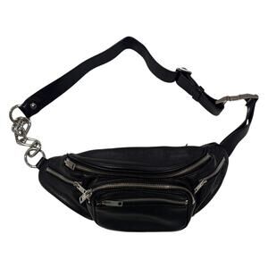 *B57 ALEXANDER WANG Lambskin Attica Belt Bag Black 12"Lx6"D